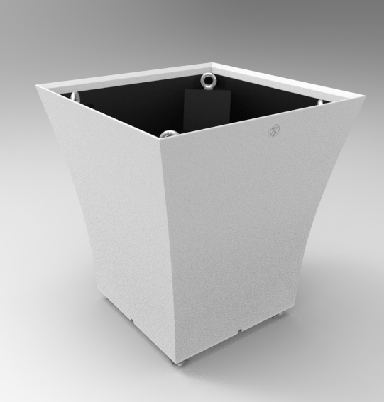 Pot Vogue Carré : Dimensions 1000x1000xht1029 mm avec contre bac 100% recyclé, anneaux de levage et pieds réglables - Livré monté