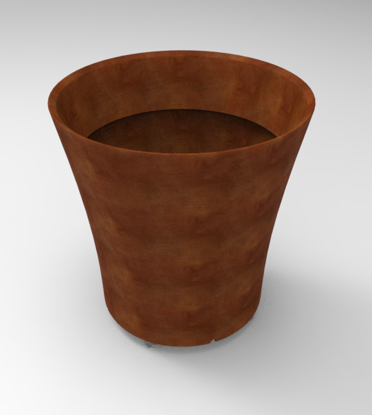 Pot Vogue Rond finition corten : Diamètre 800xht790 mm avec pieds réglables - Livré monté