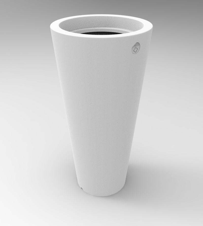 Pot Design Rond : Diamètre 600xht1190 mm avec contre bac 100% recyclé ht 400 mm
