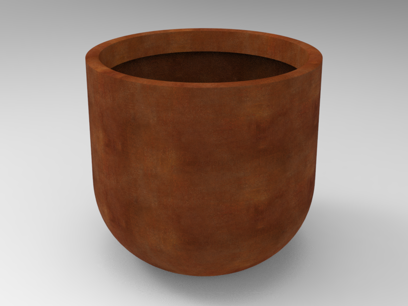 Pot Lune finition corten :  Diamètre 600xht548 mm