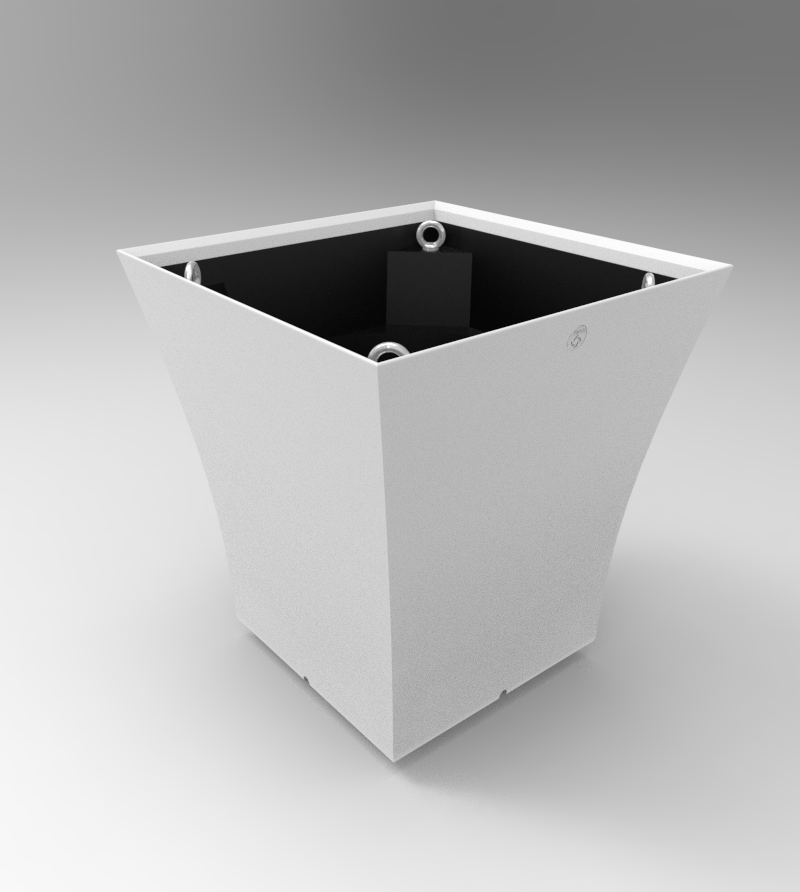 Pot Vogue Carré : Dimensions 1000x1000xht1029 mm avec contre bac 100% recyclé et anneaux de levage