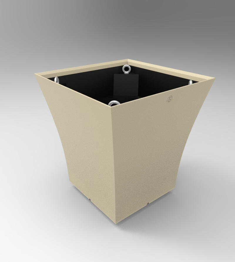Pot Vogue Carré : Dimensions 760x760xht800 mm avec contre bac 100% recyclé et anneaux de levage