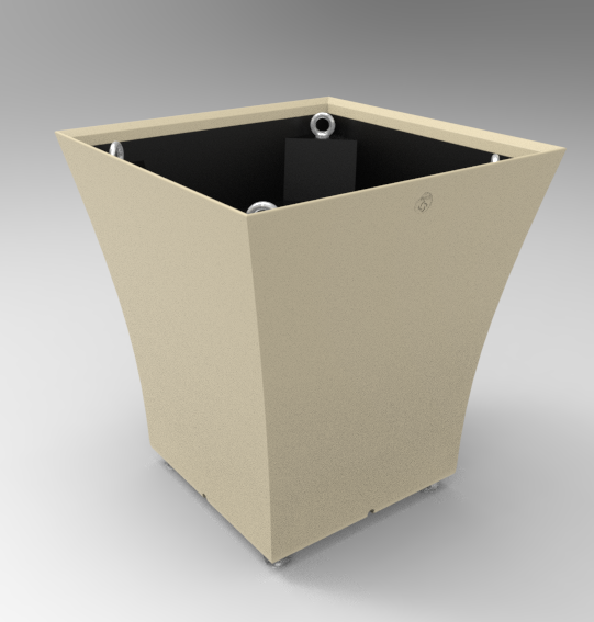 Pot Vogue Carré : Dimensions 760x760xht800 mm avec contre bac 100% recyclé, anneaux de levage et pieds réglables - Livré monté
