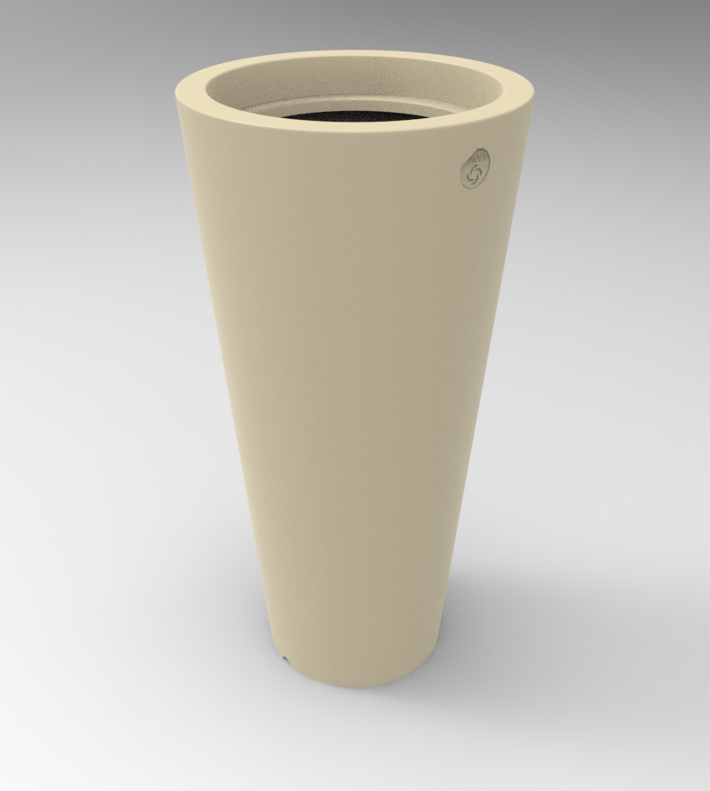 Pot Design Rond : Diamètre 500xht1000 mm avec contre bac 100% recyclé ht 400 mm
