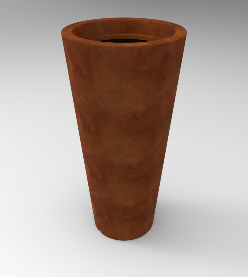 Pot Design Rond finition corten : Diamètre 500xht1000 mm
